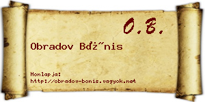 Obradov Bónis névjegykártya